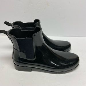 Hunter Ladies Chelsea Boots Ankle Rain Snow Black Size 7